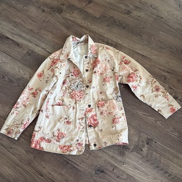 Free People NWOT Avery Printed Denim Jacket Size XS in Exploded Floral - Picture 5 of 7